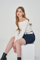 ベルトセット４パートクロップドデニムパンツ/ BELT SET 4 PART CROPPED DENIM PANTS [6812]