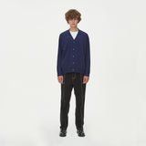 LAMBSWOOL V NECK CARDIGAN_NAVY (6612829012086)