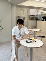 トッドケーブルジップアップ半袖襟付きニット / Tod Cable Zip-Up Short-Sleeved Collar Knitwear (8 colors)