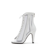 See-Through Patent Combination Open Toe Heel(White)