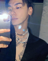 No.8707 HOLY IN CODE pearl & surgical 3type necklace (6615452287094)