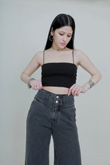 [Sserpe x Dilettantisme] Grey V Cut Wide Denim Pants (6687114920054)