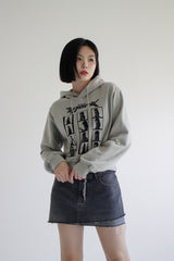 フォトクロップフードTシャツ/Photo Crop Hooded T-shirt (2color)
