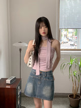メイチフェスティバル タイシャーリングクロップタンクトップマフラーセット / [Muffler Set] Meichi Festival Tie Shirring Crop Tank Top