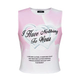 ダブルハートスリーブレスクロップトップ / Double Heart Sleeveless Crop Top _ Pink
