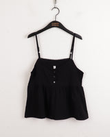 Keobing vintage V-neck buttoned lace strap adjustable sleeveless