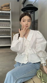 レースアップブラウス /  laceup white blouse