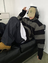 No.9228 stripe over hood KNIT (3color) (6645571518582)