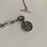 シンプルスマイルユニークコイントグルバーチェーンネックレス / si Simple Smile Unique Coin Toggle Bar Chain Necklace
