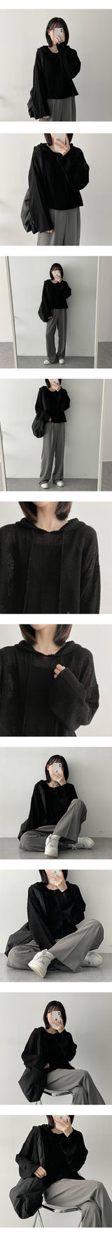 ブックルボックスクロップドニットフーディー / Bookle Box Cropped Knitwear Hoodie