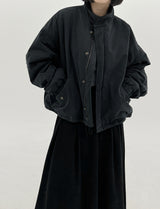 ウールショートパッデッドジャンパー/Wool short padded jumper (2color)