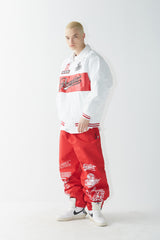 スポーティロゴカラーバーシティジャケット/BSR2223FWJK023 SPORTY LOGO COLLAR VARSITY JACKET WHITE