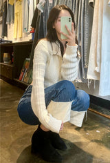 セミワイドフィットデニムパンツ/SEMI WIDE FIT BLUE + WHITE DENIM PANTS [17724]
