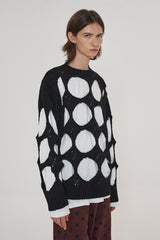 HOLE ARGYLE ROUND KNIT / BLACK (6600196751478)