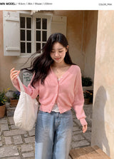 【SHOPPERMADE】ケーキVネックニットカーディガン(5color)