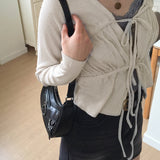 Tapa leather loop hobo shoulder bag