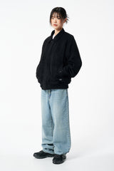 Vague Suede Bomber Jacket Black