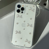 Beige - Ribbon Pearl Phone Case Ribbon Tok Set_glitter