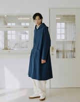 ロングフードジコート / unisex long hood coat blue navy