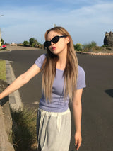 リコッタUネックスリムコットンT
