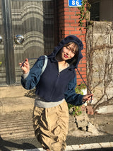 Arlo denim knit zip up