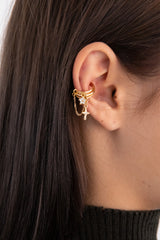 3ラインドロップチェーンウィズペンダントイヤーカフ/3 line drop chain with pendant earcuff