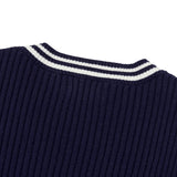 APPLIQUE V-NECK KNIT VEST [NAVY]