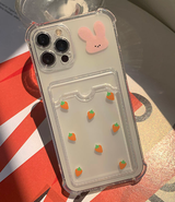 Mochi Rabbit Pink Carrot Card Storage Phone Case