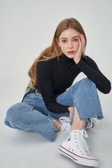 ワイドフィットベルトセットスリットデニムパンツ / SONG JI HYO, VIVIZ EUNHA, SISTAR HYRIN, EVERGLOW AISHA, NATURE LU, STAYC ISA, FROMIS_9 SAEROM WORNSEMI WIDE FIT BELT SET SLIT DENIM PANTS [6607]