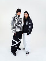 BSR2223FWJK008 STRIPE LOGO PADDING JUMPER WHITE BLACK