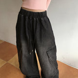 [MADE] Copter Vintage Washing Two-Way Banding Big Cargo Long Wide Denim Pants