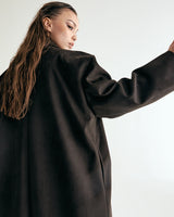 UNISEX FAKE NUBUCK MAXI COAT W - DARK BROWN (6636063457398)
