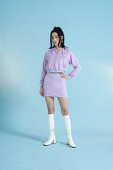 シグネチャー ベルベット クロップ丈ジップアップパーカー - Signature Velvet Cropped Hoodie Zip-up (4397430866038)