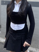 スクールルックシャツカーディガンレイヤードセット / School Look Shirt Cardigan Layered Set