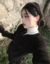 Diagonal Button Loose Fit Bookle Knitwear