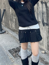 チャンキーダメージボタンスカートパンツ / Chunky Damage Button Skirt Pants