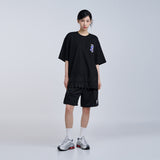 MINI BABY FACE PURPLE DINOSAUR SHORT SLEEVE T-SHIRT BLACK