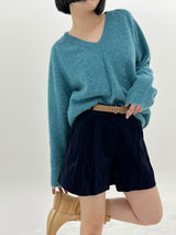 Vネックブラッシュアルパカニット/V-neck brush alpaca knit (2color)
