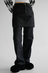 スカートレイヤードデニムパンツ / no.7713 Skirt Layered Denim Pants