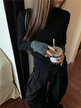 Color combination half polar long sleeve knit