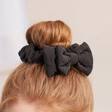CUSHIONY RIBBON HAIR SCRUNCHY (BLACK)