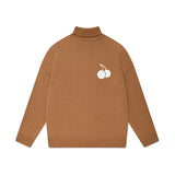 キルシーミドルチェリーハイネックニット／UNI MIDDLE WHITE CHERRY ROUND KNIT SHIRT KA [BROWN] (6597396267126)