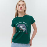 パピードルフィンジャンピングTシャツ/Puppy dolphin jumping half sleeve tshirt women