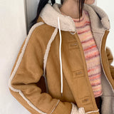 Tama loose-fit hoodie wool suede coat