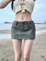 1011. Vintage punching leather mini sk