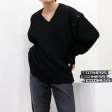 SK オーバサイズフィットショルダーボタンニット/SK Oversized Fit Shoulder Button Knitwear (4 colors)