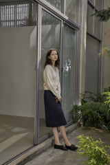 ベルトボタンスカート/BELTED BUTTON SKIRT_NAVY