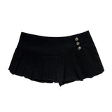 Button pleated skirt pants