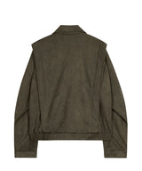 87-STAN029 [Vegan Suede] Multi-placket Suede Jacket Khaki