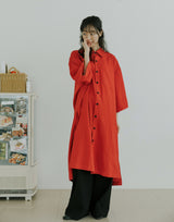 ユニセックスワイドスリーブロングシャツ/unisex wide sleeve long shirts red